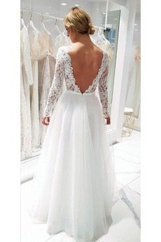 Robe de mariée Tulle Ouverture Frontale Poire A-ligne Longueur de plancher