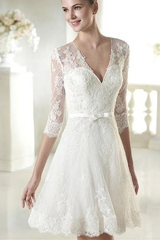 Robe de mariée Dentelle Manquant Haute Couvert Manche Demi Dentelle