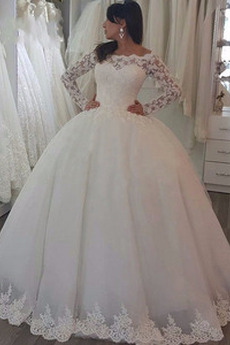 Robe de mariée Chapelle Formelle Fermeture éclair Manche Longue