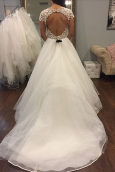 Robe de mariée Manche Courte Sablier Tulle Longueur de plancher