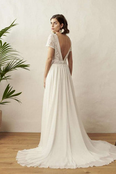 Robe de mariée Vente Mousseline noble Printemps A-ligne Décolleté Dans le Dos