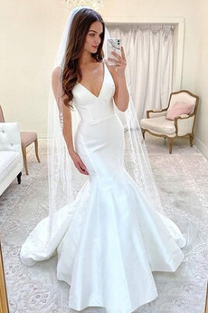 Robe de mariée Simple Sans Manches Salle des fêtes Soie Sirène