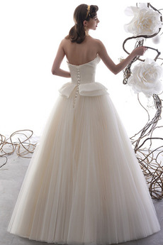 Robe de mariée A-ligne Longueur de plancher Sans courroies Tulle