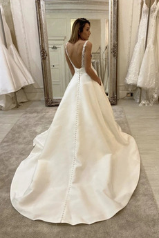 Robe de mariée Décolleté Dans le Dos Manquant Col en V Salle