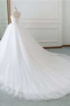 Robe de mariée Tulle Naturel taille Drapé Cathédrale a ligne