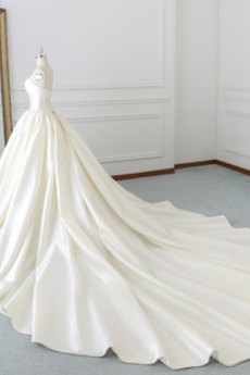 Robe de mariée Drapé Longue Cathédrale Elégant Sans Manches Printemps