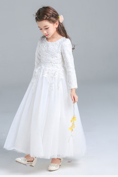 Robe de fille de fleur Décalcomanie a ligne Fermeture à glissière