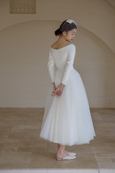 Robe de mariée Fermeture à glissière Naturel taille a ligne Rosée épaule