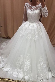 Robe de mariée Décalcomanie Couvert de Dentelle Col U Profond