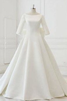 Robe de mariée Hiver Orné de Nœud à Boucle Manche de T-shirt