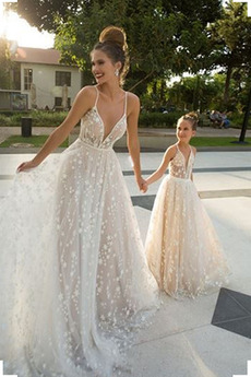 Robe de mariage Bretelles Spaghetti a ligne Été Plage Médium