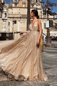 Robe de soirée Tulle Romantique aligne Fête Poire Dos nu Sans Manches