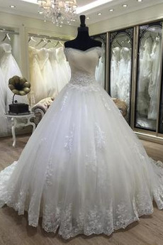 Robe de mariée Traîne Longue A-ligne net Naturel taille Salle