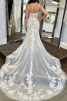 Robe de mariée Sirène Bretelles Spaghetti Fermeture à glissière