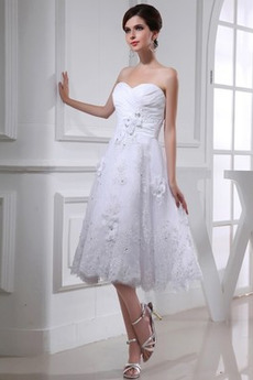 Robe de mariée Sans Manches Longueur de genou De plein air Perle