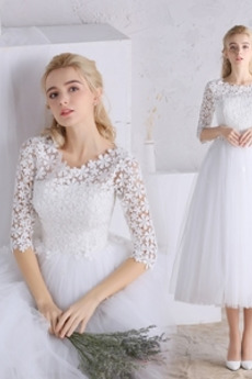 Robe de mariée Dentelle Longueur Mollet Naturel taille Médium