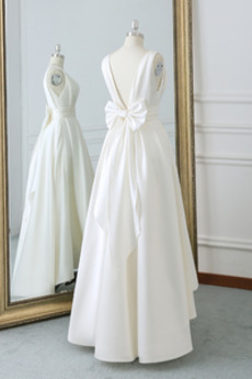 Robe de mariée Corsage plissé A-ligne Sans Manches Printemps