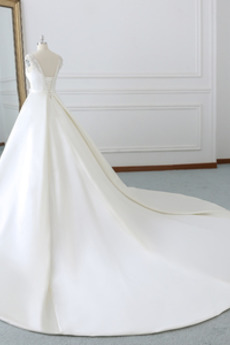 Robe de mariée Col Bateau Lacez vers le haut Train de balayage