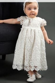 Robe de fille de fleur Longueur de plancher Manche Courte Dentelle