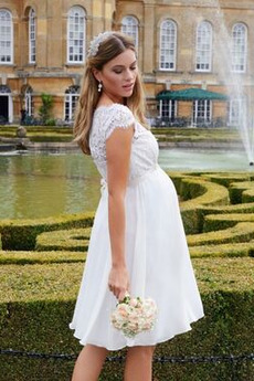 Robe de mariée Manche Courte Longueur de genou Naturel taille