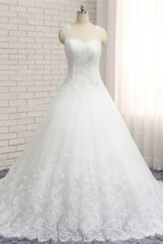 Robe de mariée Dentelle A-ligne semi-couverte Sans Manches Elégant