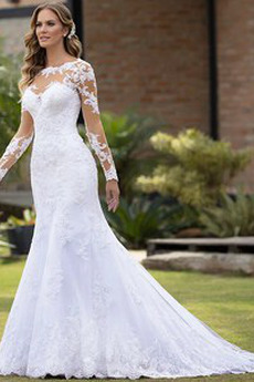 Robe de mariée Vente Longue Formelle Bouton Été Manquant Eglise