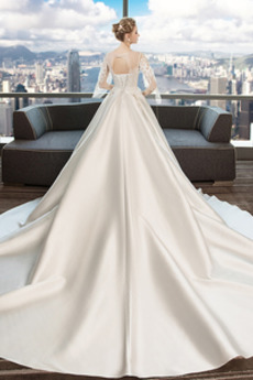 Robe de mariée Hiver Médium Lacez vers le haut A-ligne Formelle