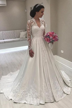 Robe de mariée A-ligne Soie Longue Fermeture à glissière Sage