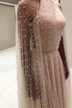 Robe de soirée Naturel taille Fourreau Avec Bijoux Longue Perles