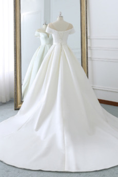 Robe de mariée Naturel taille Laçage aligne Hiver Satin Col en V Foncé