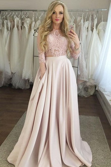 Robe de bal Tulle Glissière Manquant 3/4 Manche Chic Dentelle