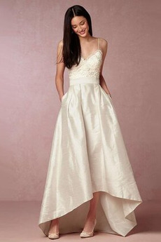 Robe de mariée Asymétrique Col en V De plein air noble Sans Manches