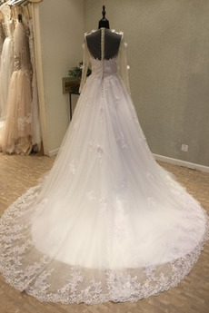 Robe de mariée Manche Longue Traîne Longue Sommaire aligne Tulle