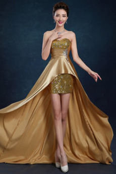 Robe de soirée Asymétrique Étirer Satin Fermeture à glissière