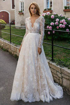 Robe de mariée Pittoresque Manche Longue Poire Décalcomanie Manche Aérienne