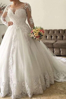 Robe de mariée Ancien Bouton Chapelle Haute Couvert Vente Hiver