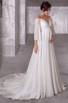 Robe de mariage Manche Lâche Epurée taille haut Grossesse Taille haute