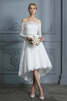 Robe de mariage Asymétrique Rosée épaule Dentelle Automne Poire