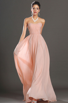 Robe de soirée Maigre col coeur Été Composite Chiffon Perle rose