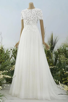 Robe de mariée Tulle Couvert de Dentelle Simple Été Col de chemise t