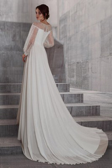 Robe de mariage Taille haute Mousseline Manche Longue De plein air