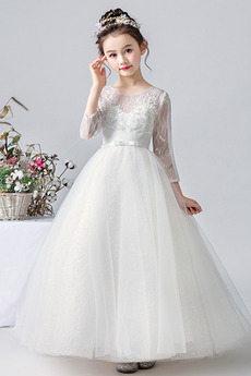 Robe de fille de fleur Tulle Romantique Balançoire Manche Aérienne