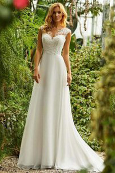 Robe de mariée Vente Drapé Longue Elégant Automne Poire aligne