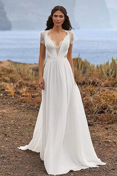 Robe de mariée Dentelle Automne Gaze Naturel taille Manche Courte