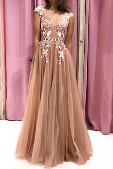 Robe de soirée Sexy Col en V Longueur de plancher Manche Courte