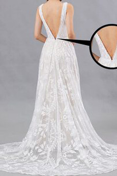 Robe de mariée Naturel taille Dentelle Longue Sans Manches Printemps