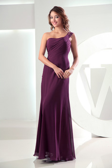 Robe de soirée Chiffon A-ligne Plissé semi-couverte Raisin Elégant