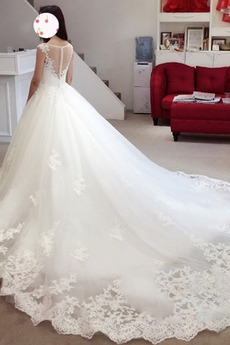 Robe de mariée Cérémonial Dentelle Printemps Sans Manches Couvert de Dentelle