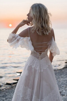 Robe de mariée Col en V Foncé Sans Manches Elégant Drapé a ligne