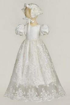 Robe de fille de fleur Chapeau Fermeture à glissière Petit collier circulaire